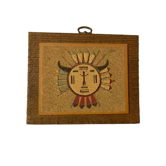 Vintage American Indian Sandpainting The Chiricaltua Sun/Apache 1974 Aladdin - Picture 1 of 5